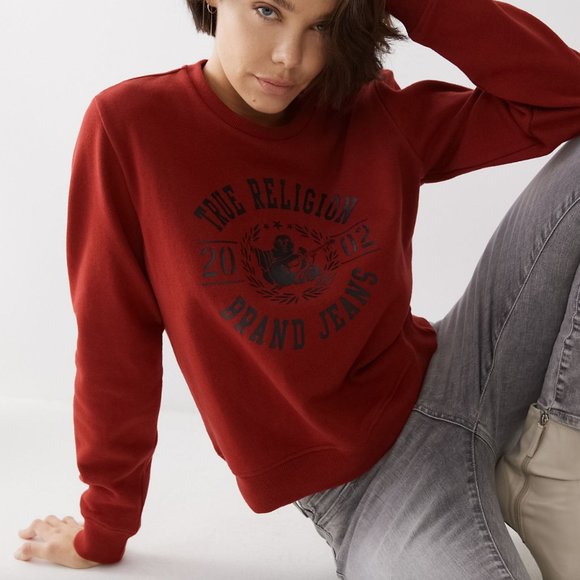 True Religion Women's Logo Crewneck Sweatshirt XL - Picture 1 of 3